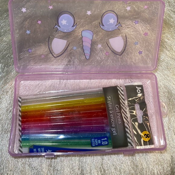 NRFP 🦄 New Bundle Set Unicorn Pen Pencil Craft Box / Set of 8 Glitter Gel Pens - Picture 4 of 7